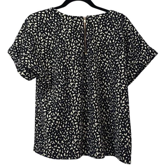 Melloday Women’s Printed Short Sleeve Top Black/Cream Size Small - Picture 2 of 6
